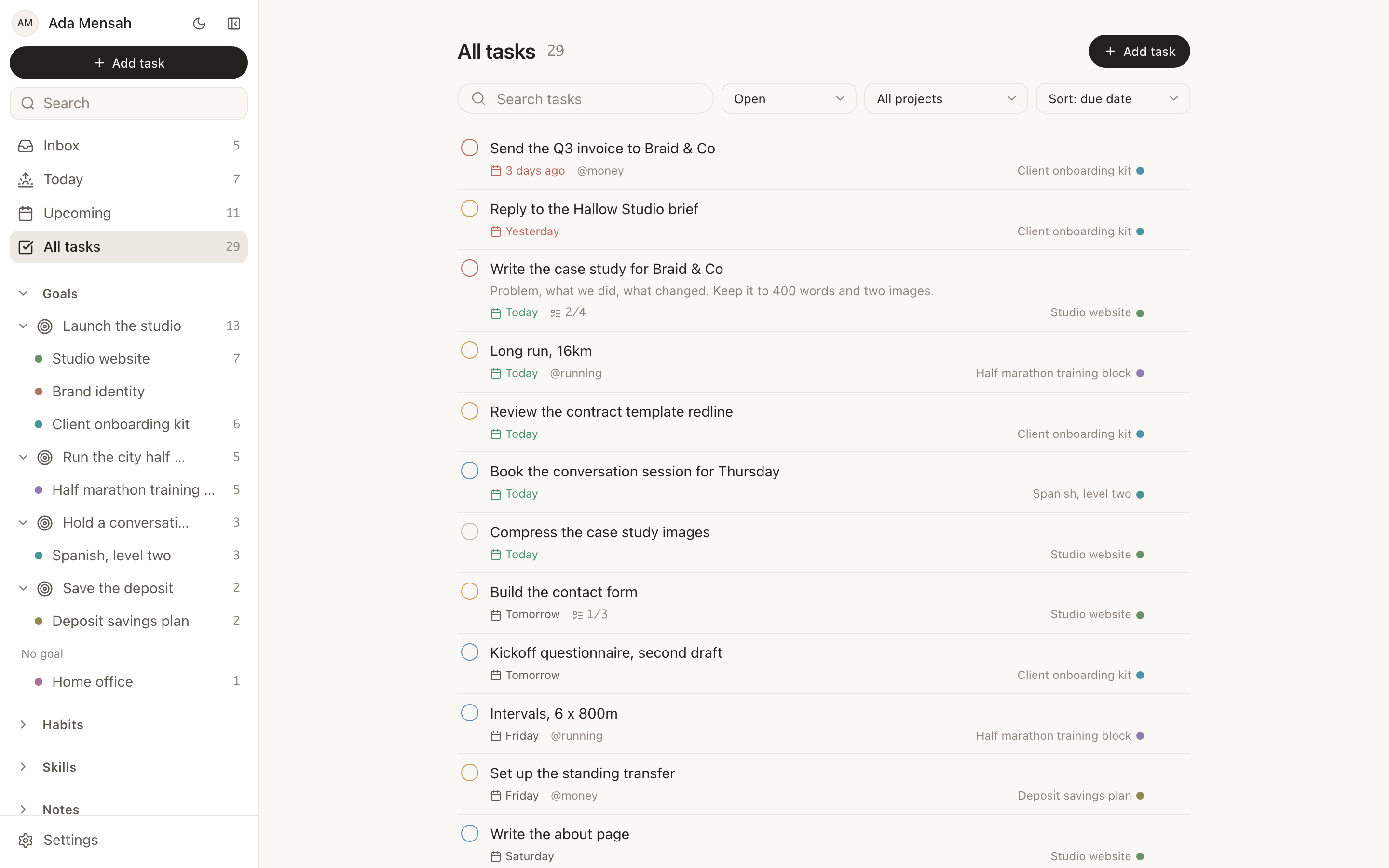 EvyOS — All tasks